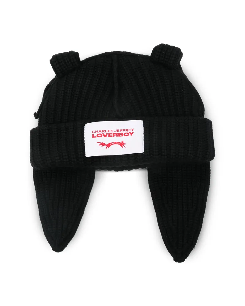 Charles Jeffrey Loverboy Ears Knitted Beanies Hat Black