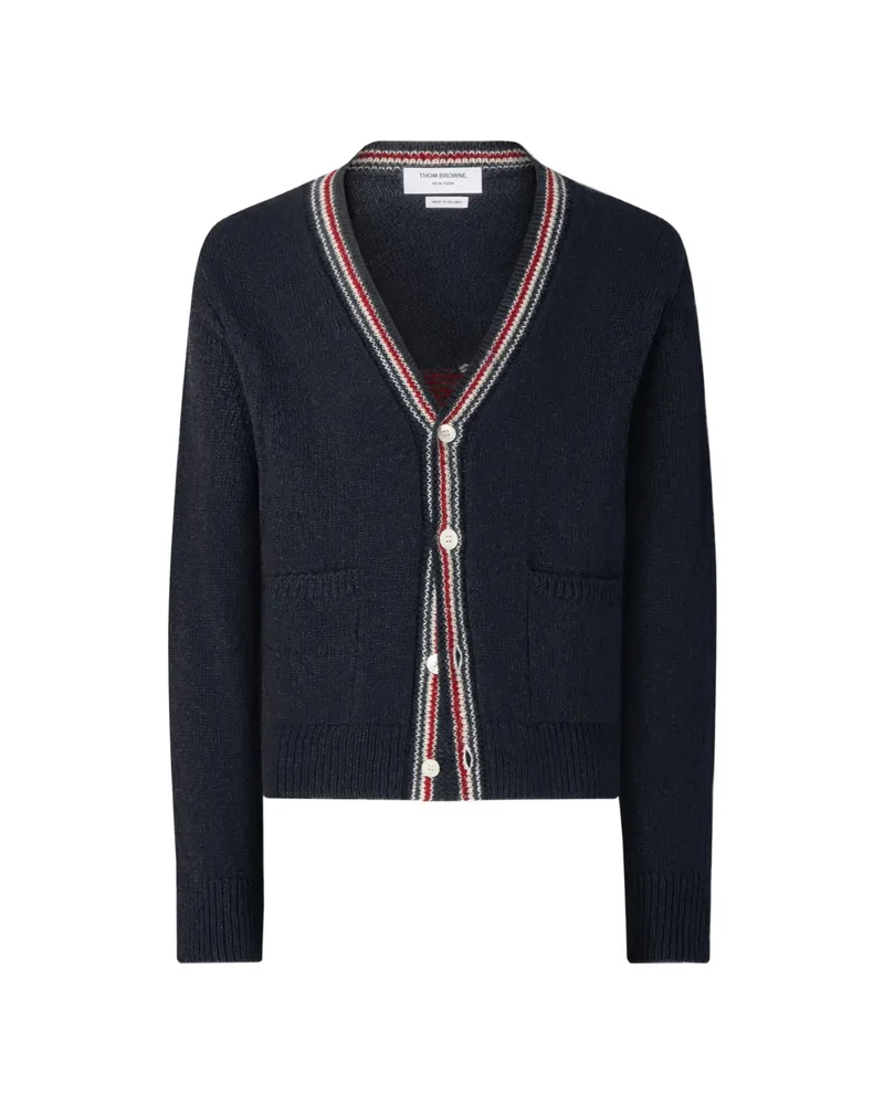 Thom Browne Hector Intarsia-knit Donegal Cardigan Blue