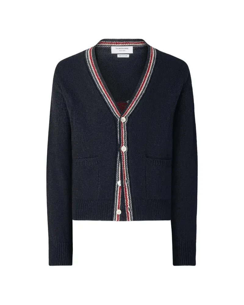 Thom Browne Hector Intarsia-knit Donegal Cardigan Blue