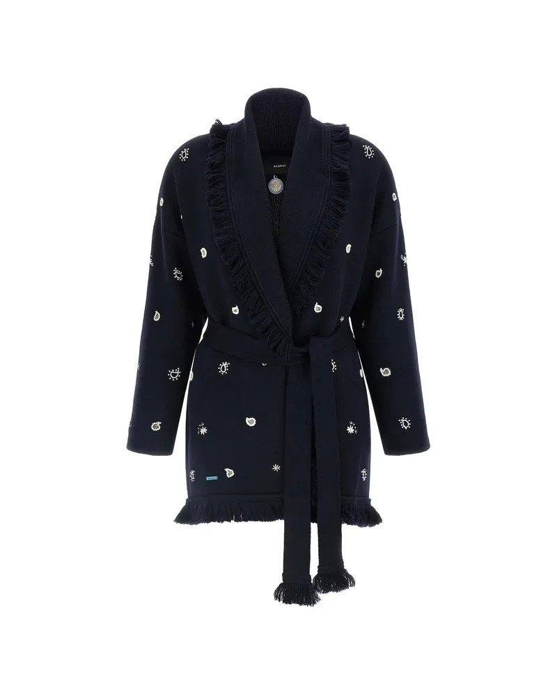Alanui Echoes Of The Bandana Belted Cardigan Blue