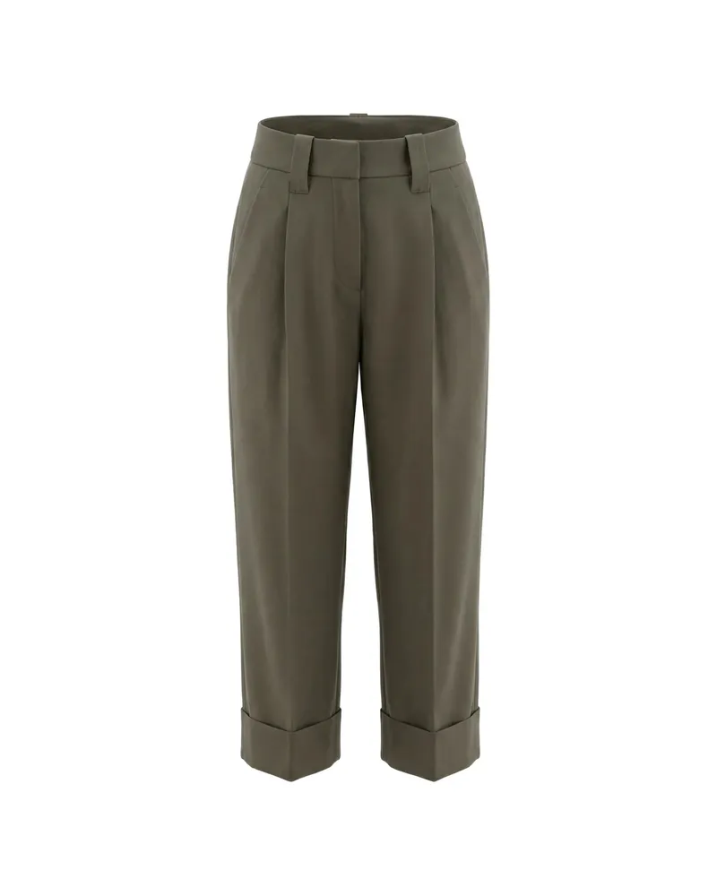 Brunello Cucinelli Pleated-detail Turn-up Trousers Green