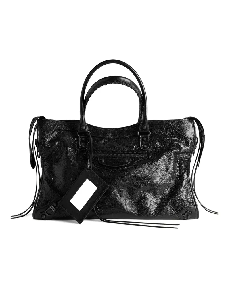 Balenciaga Large Le City Leather Shoulder Bag Black