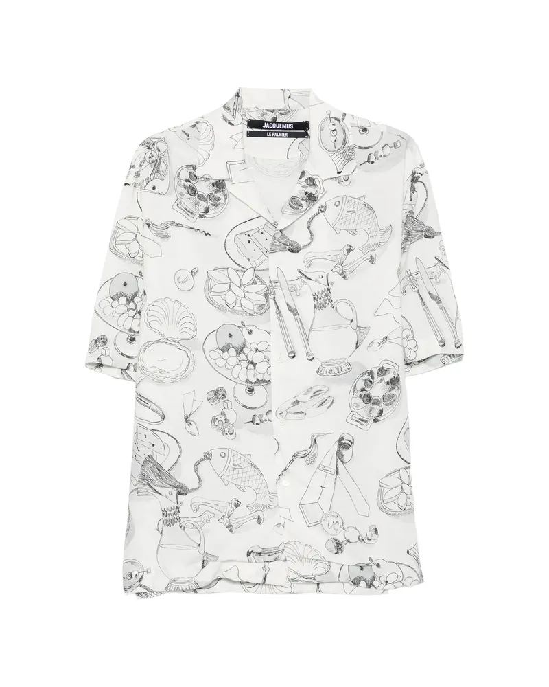 Jacquemus Illustrative-print Short-sleeve Shirt White