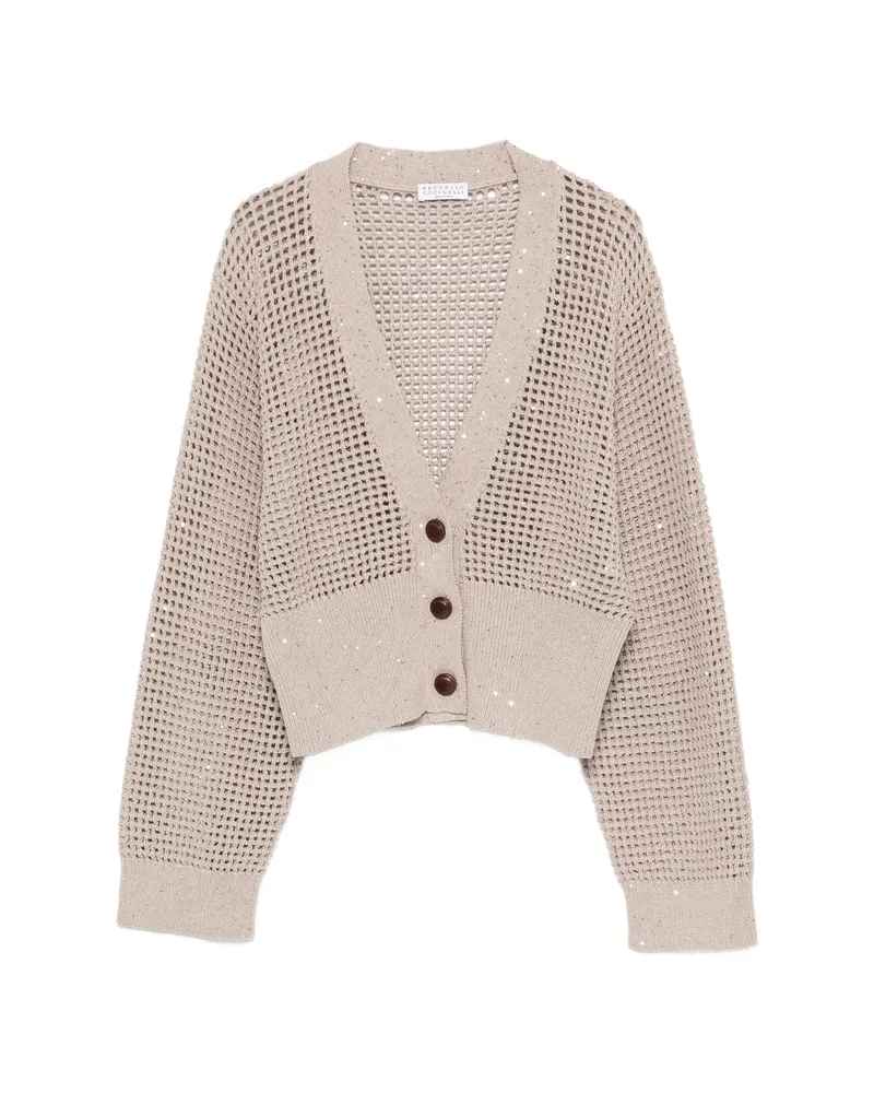 Brunello Cucinelli Sequin-embellished Cardigan Neutrals