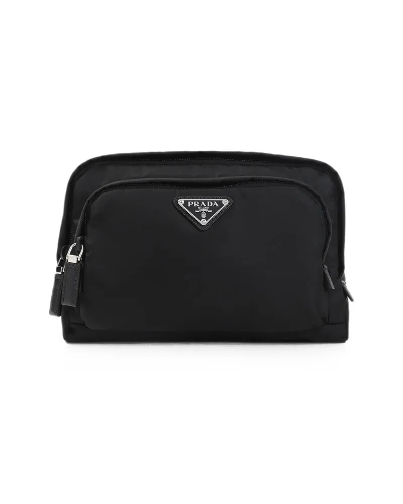 Prada Logo-plaque Pouch Bag Black
