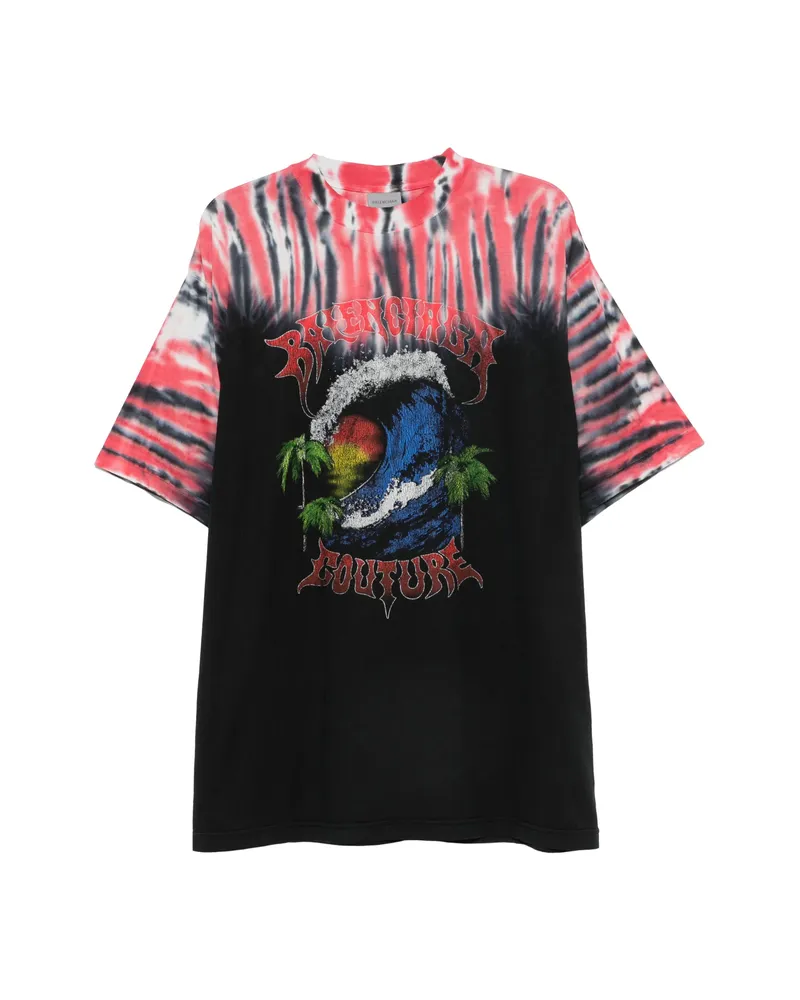 Balenciaga Tie-dye Graphic-print T-shirt Black