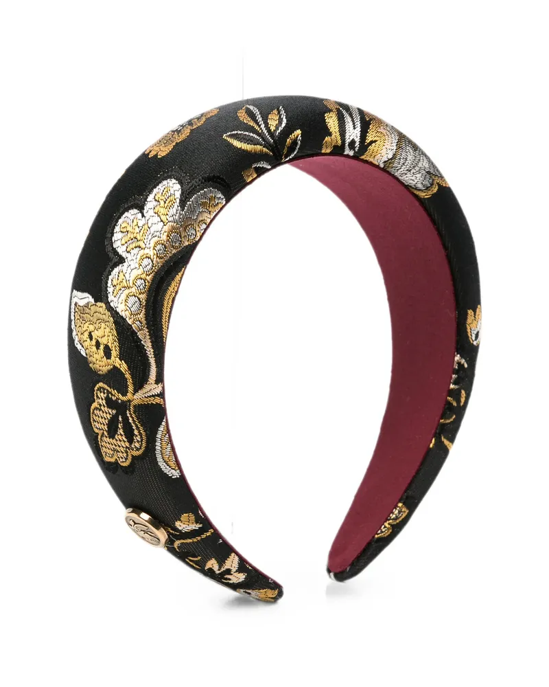 Etro Floral-jacquard Padded Headband Black