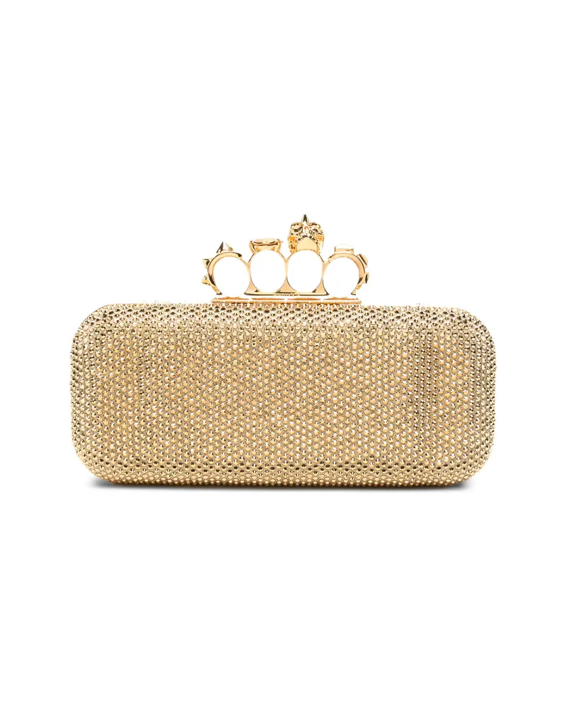 Alexander McQueen Long Knuckle Crystal-embellished Clutch Bag Gold