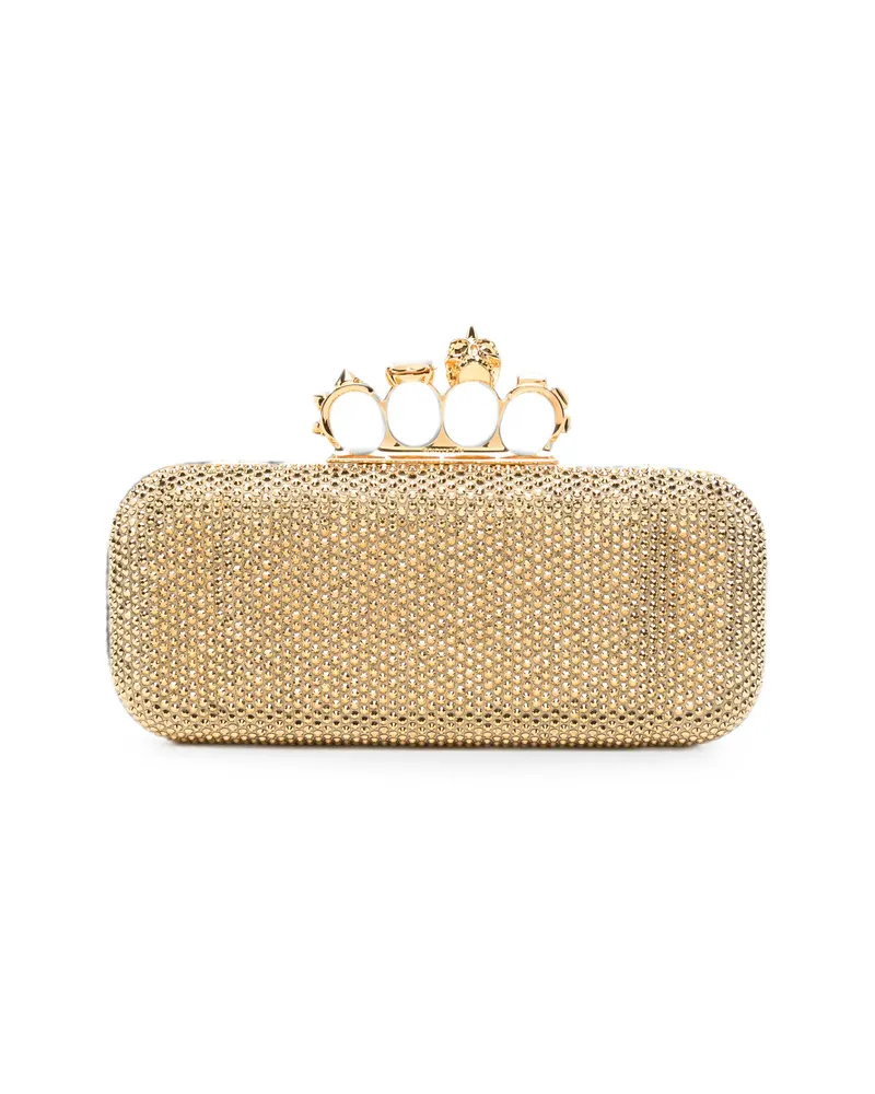 Alexander McQueen Long Knuckle Crystal-embellished Clutch Bag Gold