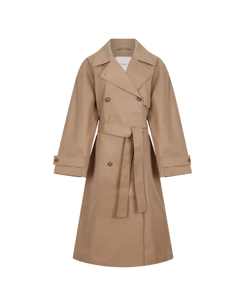Calvin Klein Double-breasted Belted Trench Coat Brown