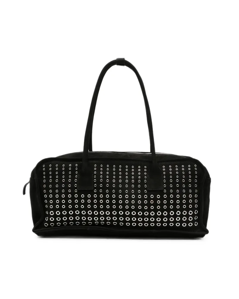 GIMAGUAS Claudia Eyelet-embellished Suede Tote Bag Black