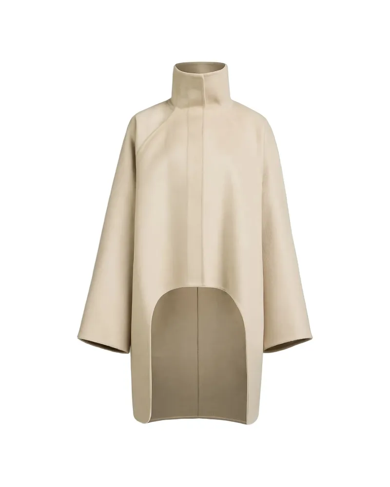 Alaïa High-low Hem High-neck Coat Neutrals