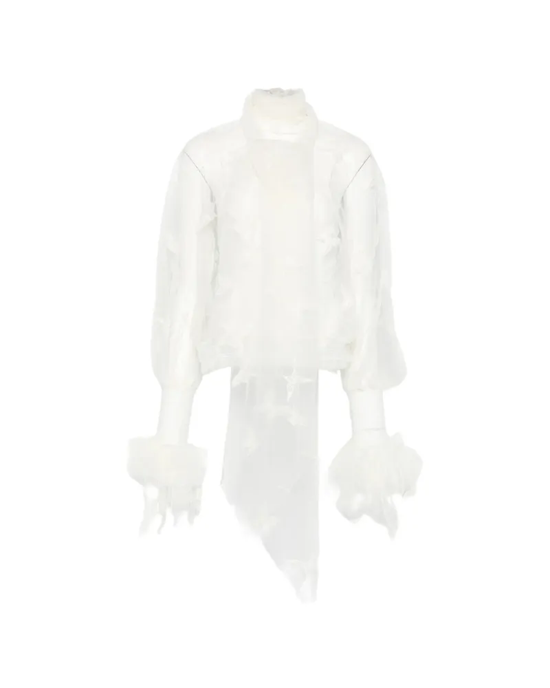 Blumarine Butterfly-appliqué Pussy-bow Blouse White
