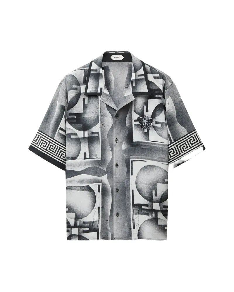 Versace Printed Crêpe De Chine Silk Shirt Black