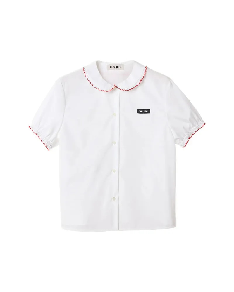 Miu Miu Embroidered Poplin Shirt White