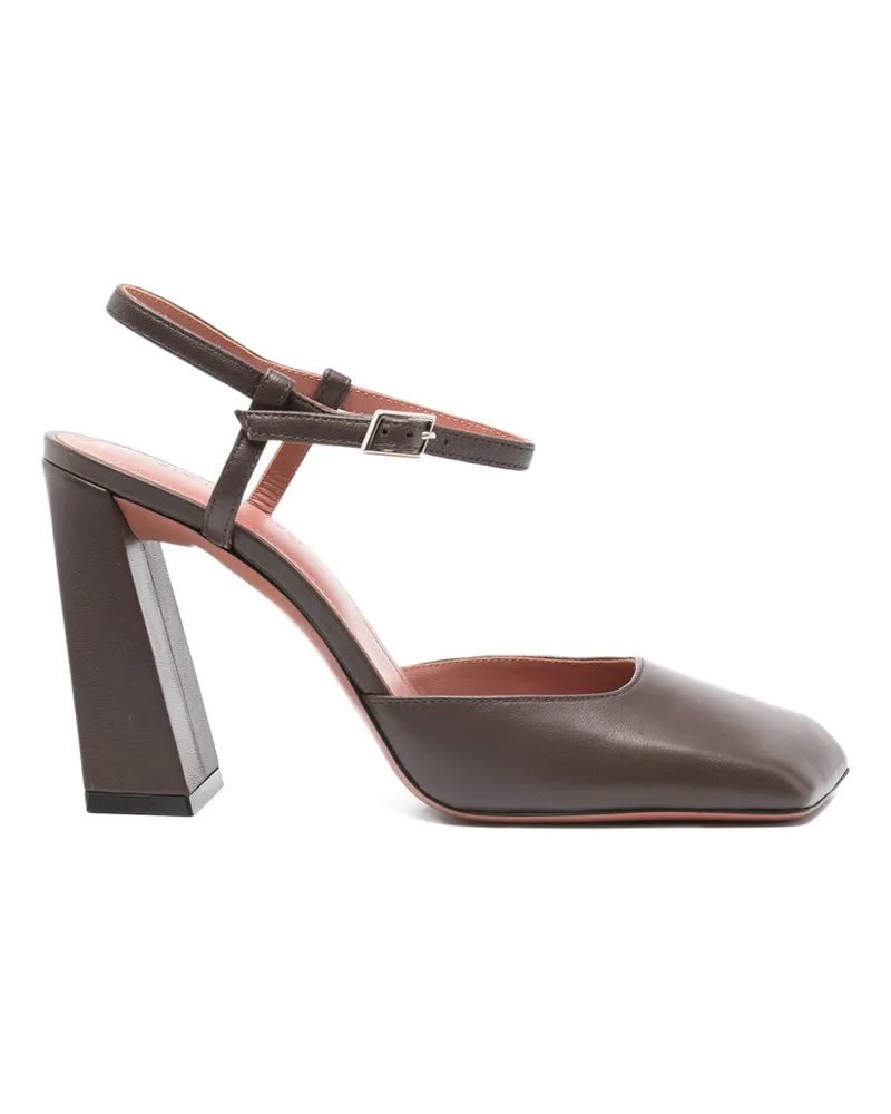 Amina Muaddi 95mm Charlotte Pumps Brown