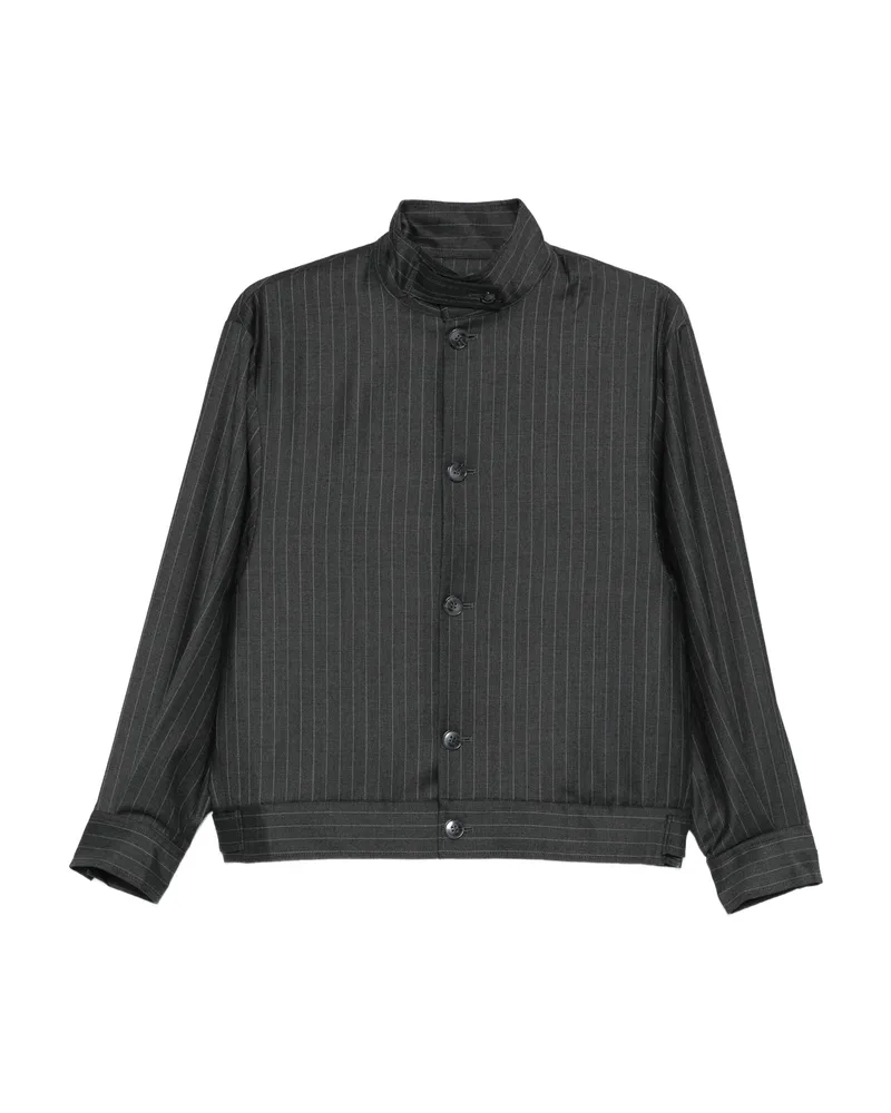 Aya Muse Pinstriped Bomber Jacket Grey