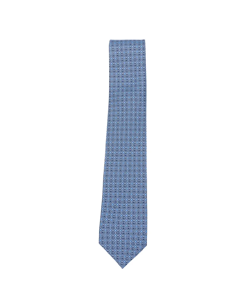 Ferragamo Corona Gancini Heart-print Tie Blue