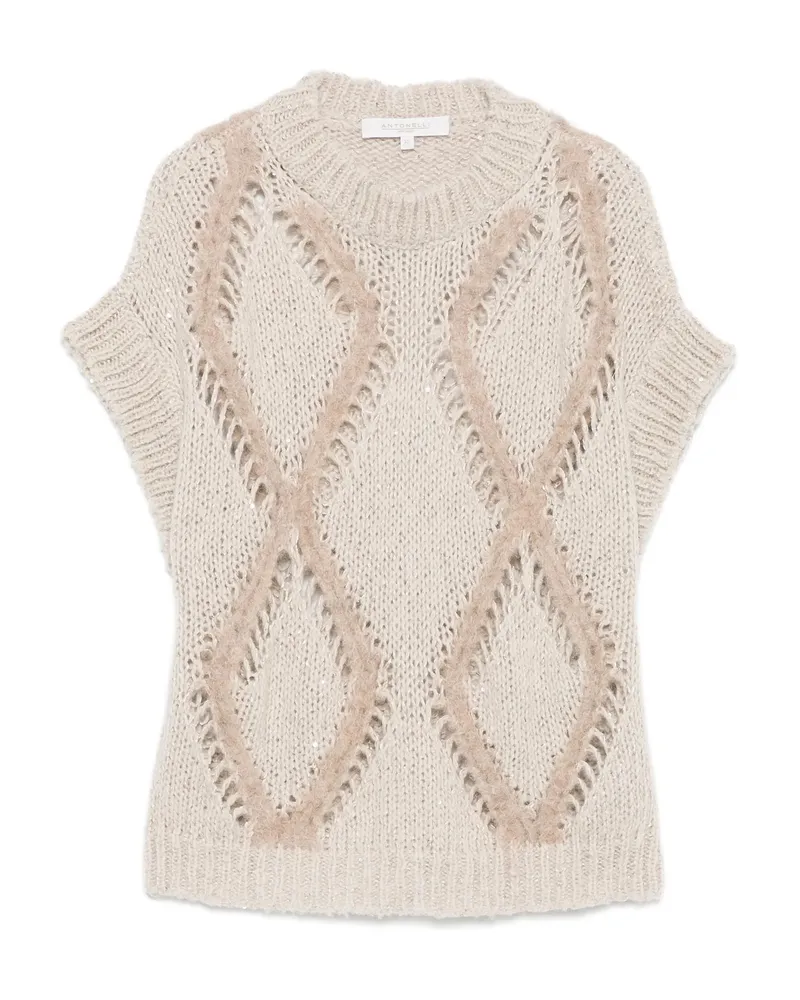 Antonelli Firenze Diamond-pattern Knitted Top Neutrals