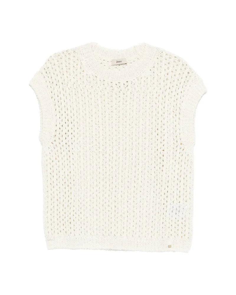 Herno Open-stitch Knitted Top Neutrals