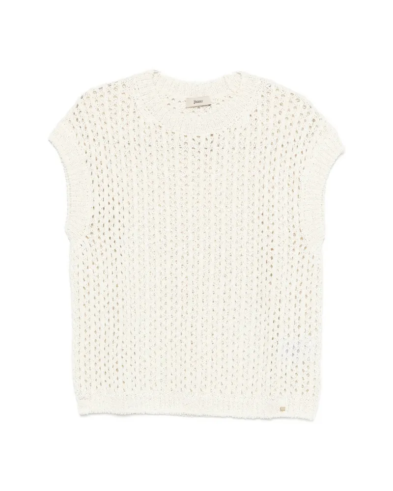 Herno Open-stitch Knitted Top Neutrals