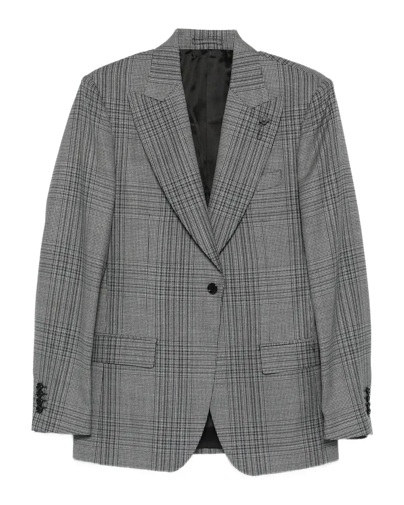 LARDINI Checked Single-breasted Blazer Grey