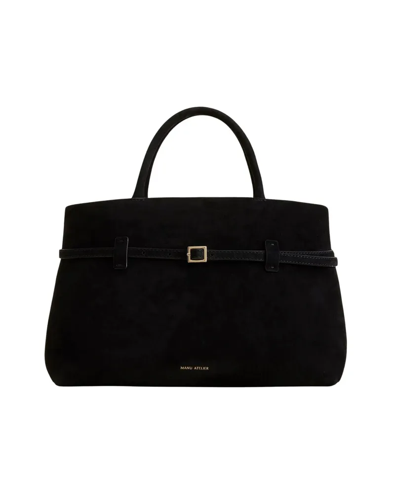 Manu Atelier Le Cambon 35 Suede Tote Bag Black