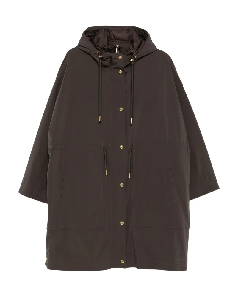 Moncler Drawstring-waist Hooded Coat Brown