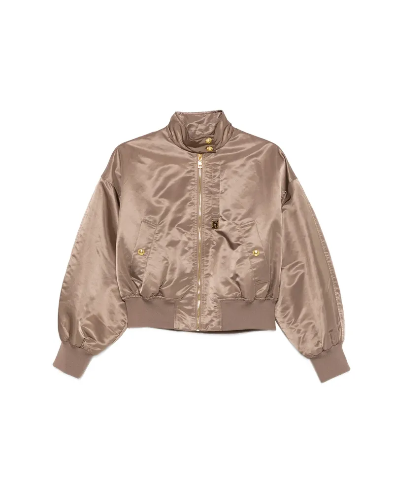 Elisabetta Franchi Zip-up Bomber Jacket Neutrals