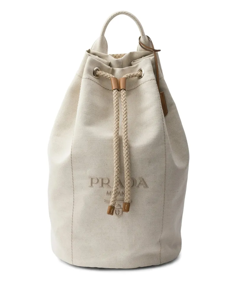 Prada Logo-print Backpack Neutrals