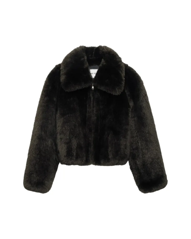 STAND Aya Faux-fur Jacket Brown