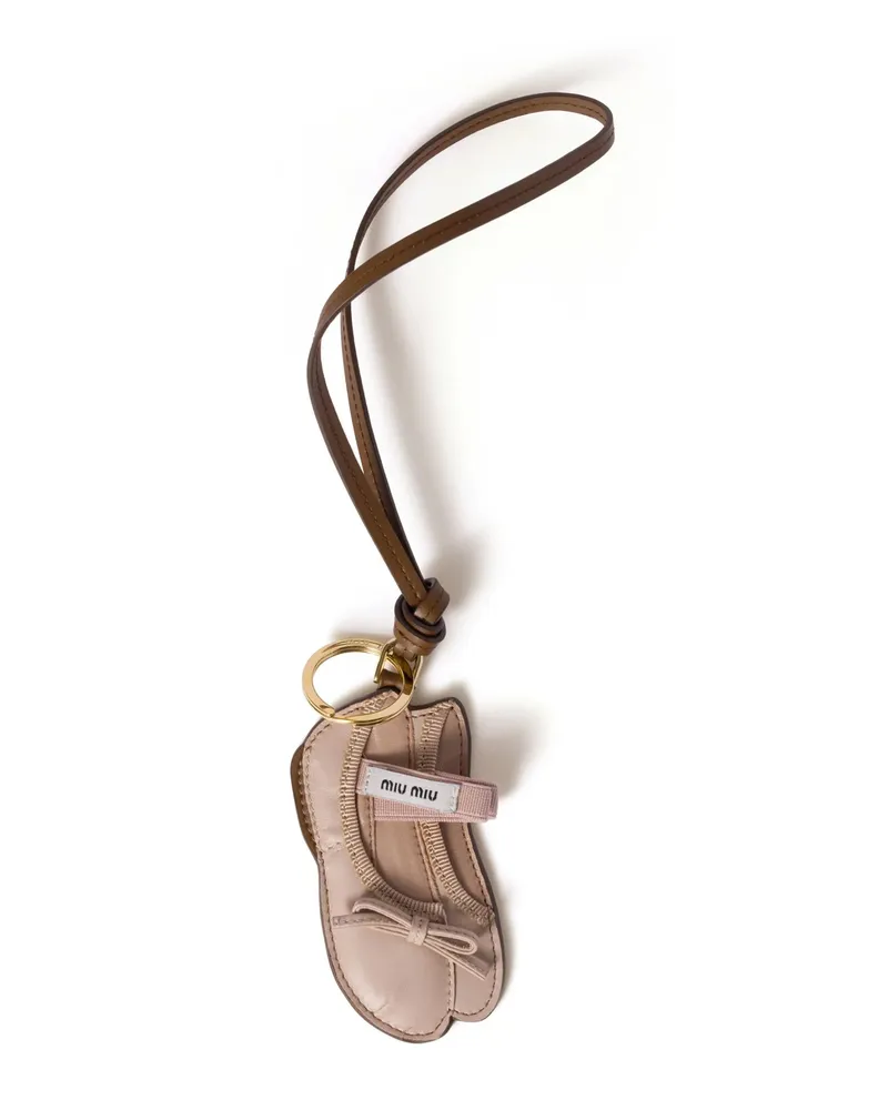 Miu Miu Miu Ballet Leather Keychain Trick Neutrals