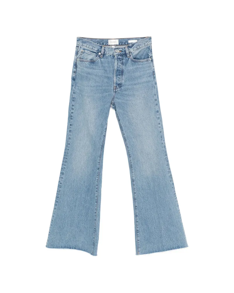Frame Denim The Lax Raw-edge Wide-leg Jeans Blue