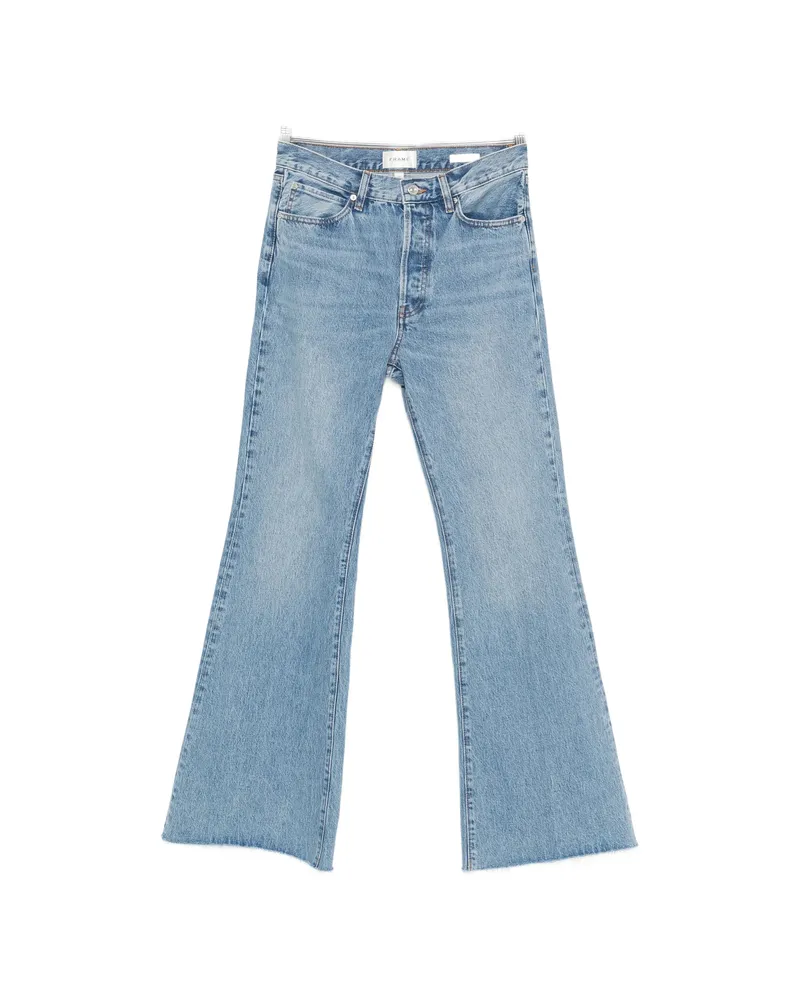 Frame Denim The Lax Raw-edge Wide-leg Jeans Blue