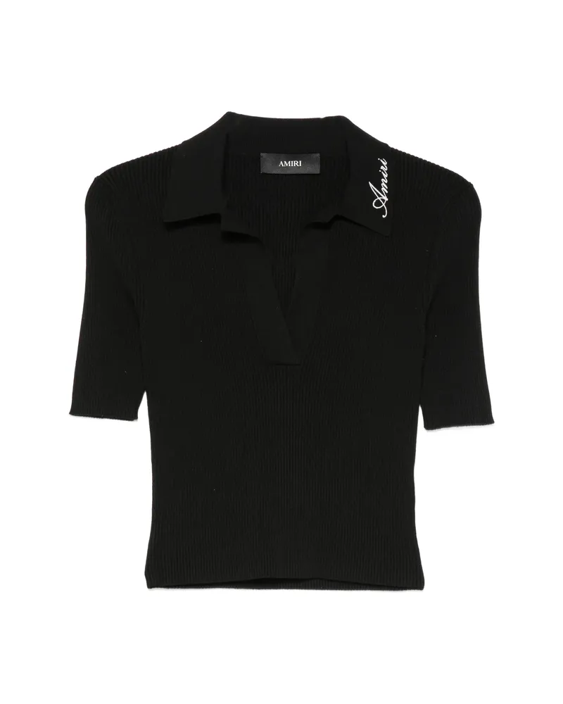 Amiri Logo-embroidered Polo-collar T-shirt Black
