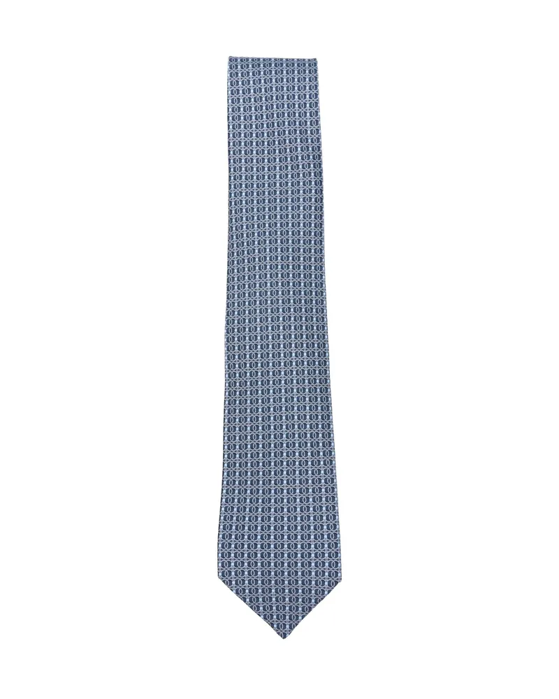 Ferragamo Patterned Silk Tie Blue
