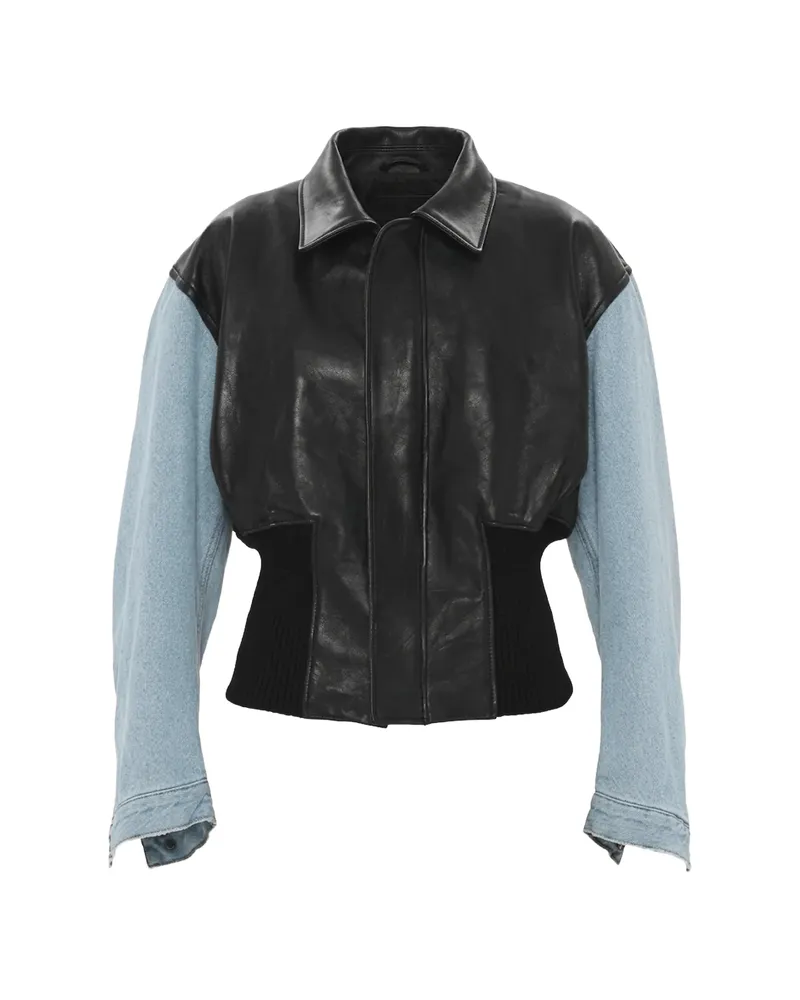 Haikure Vivienne Panelled Leather Jacket Black