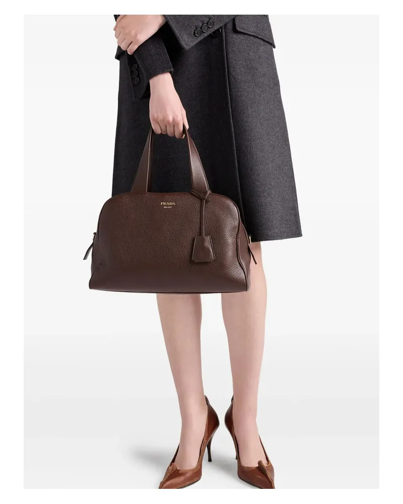 Prada Large Leather Top-handle Tote Bag Brown