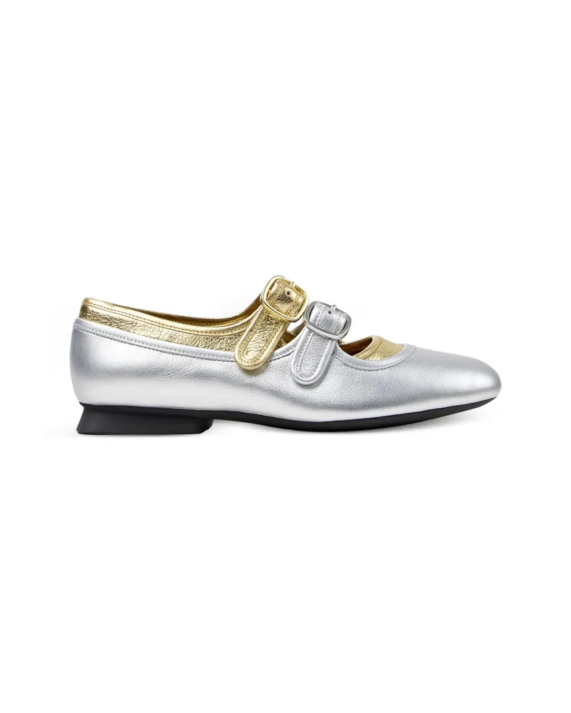 Camper Casi Myra Buckle-fastening Ballet Flats Silver
