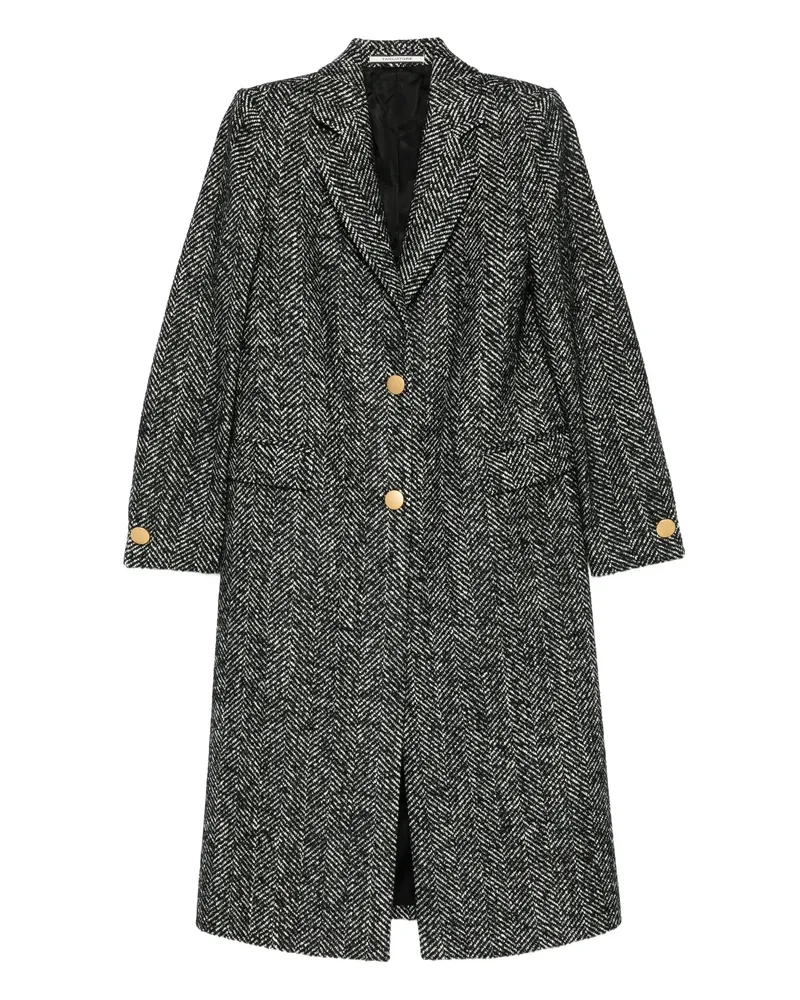 Tagliatore Herringbone Button-detail Coat Black
