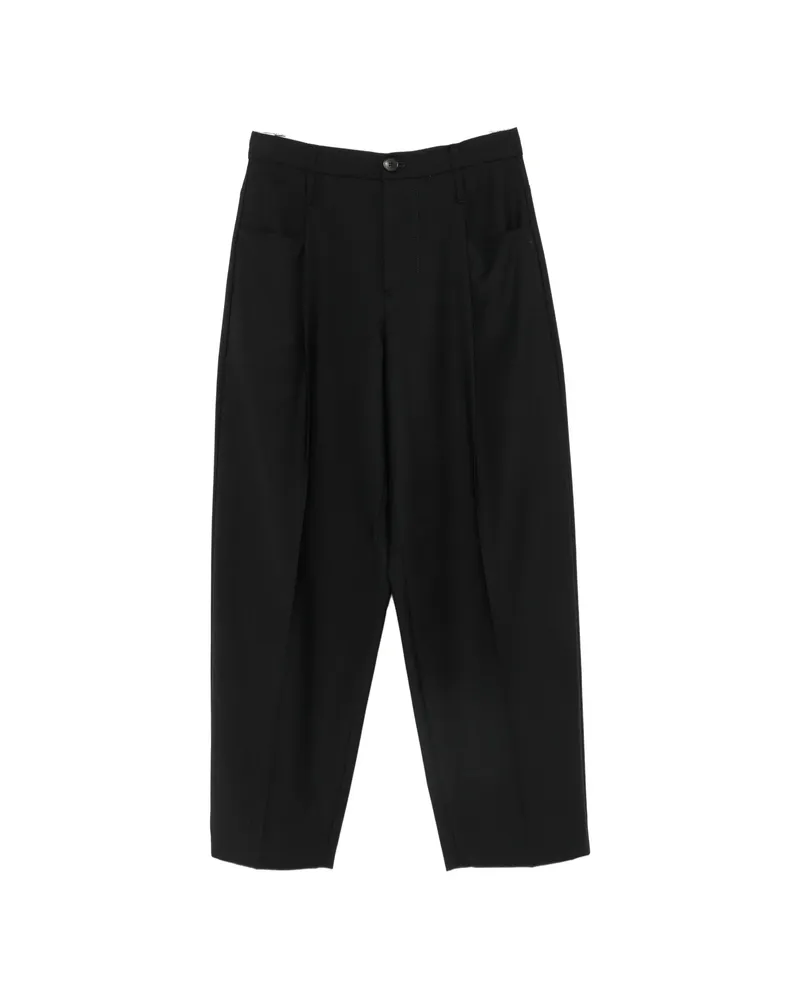 TELA Pleated-detail Cropped Trousers Black