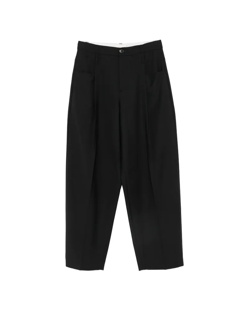 TELA Pleated-detail Cropped Trousers Black