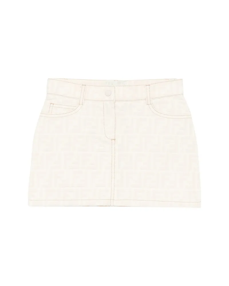Fendi FF Logo-embossed Skirt Neutrals