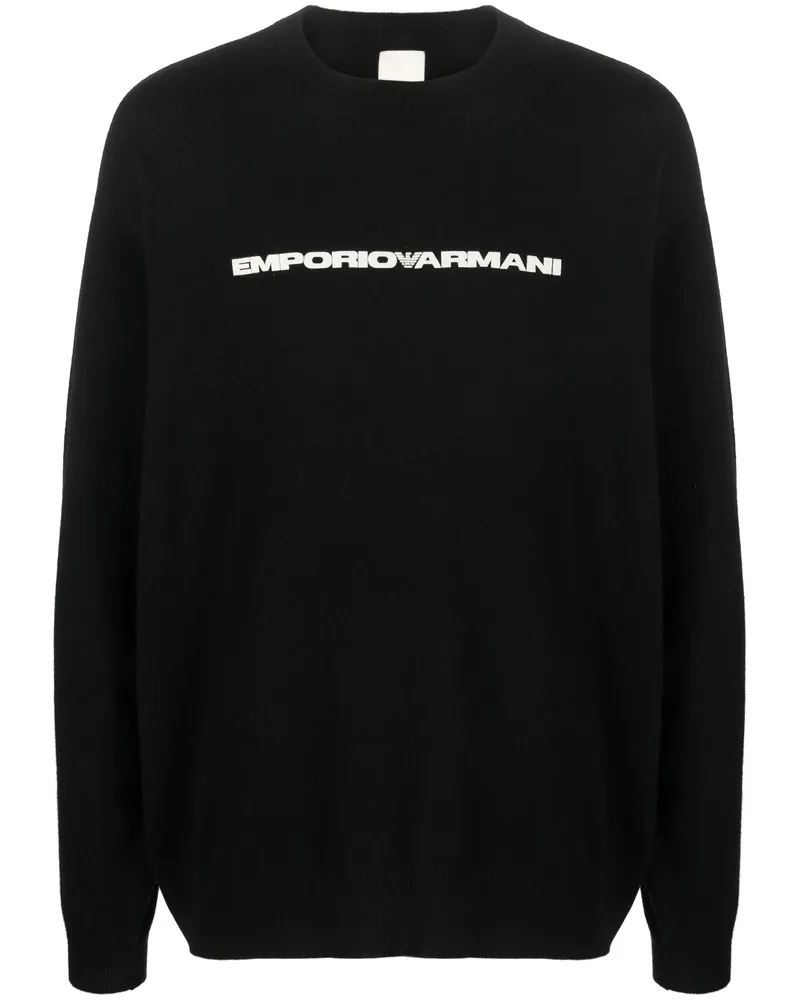 Emporio Armani Logo-print Crew-neck Jumper Black