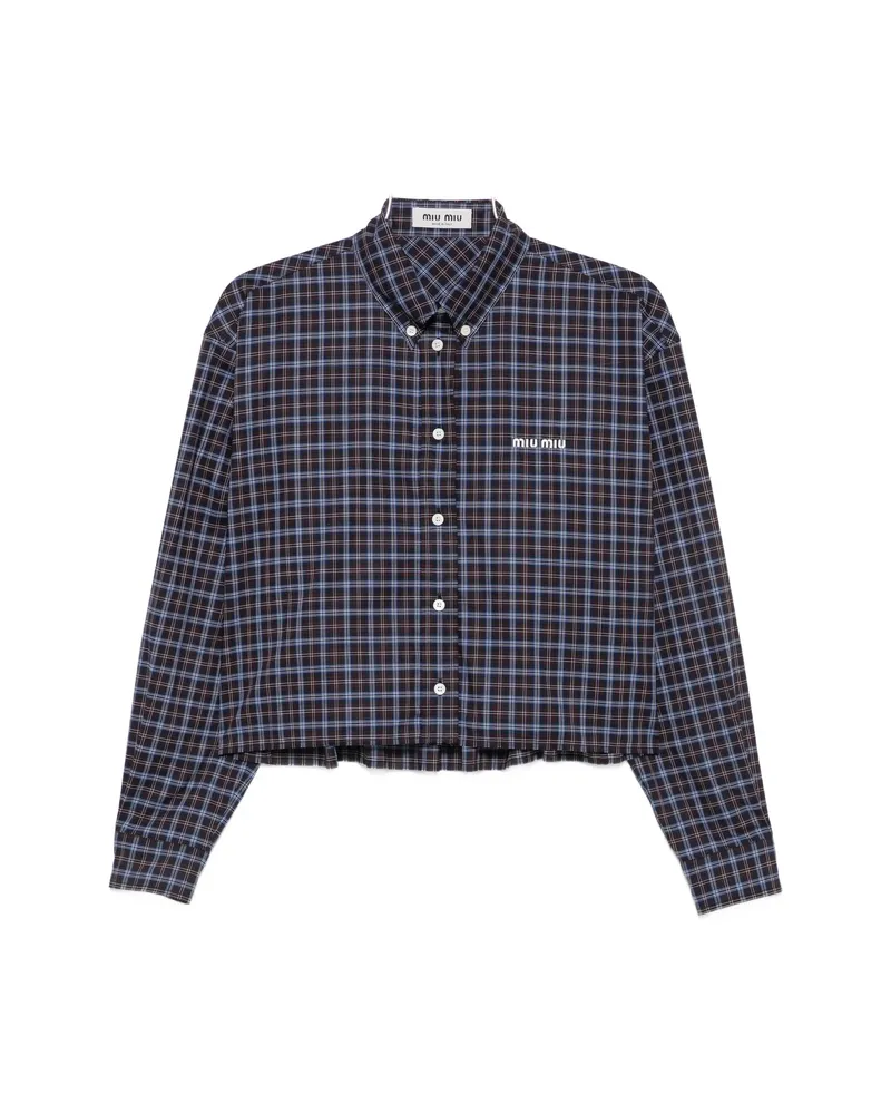 Miu Miu Tartan Cropped Shirt Brown
