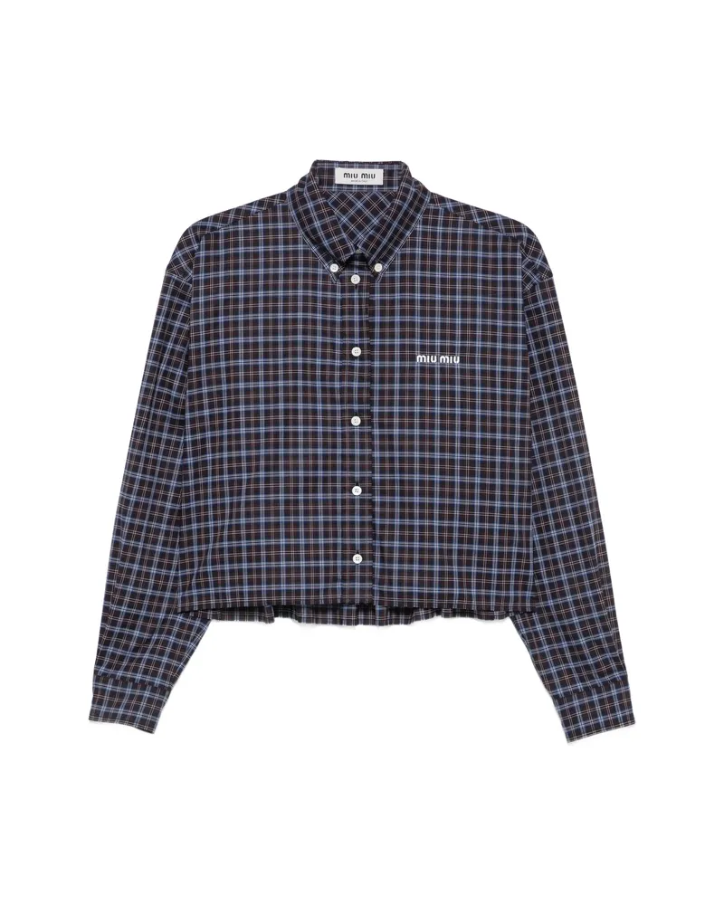 Miu Miu Tartan Cropped Shirt Brown