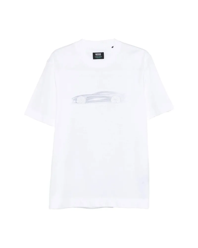 HUGO BOSS Car-print T-shirt White