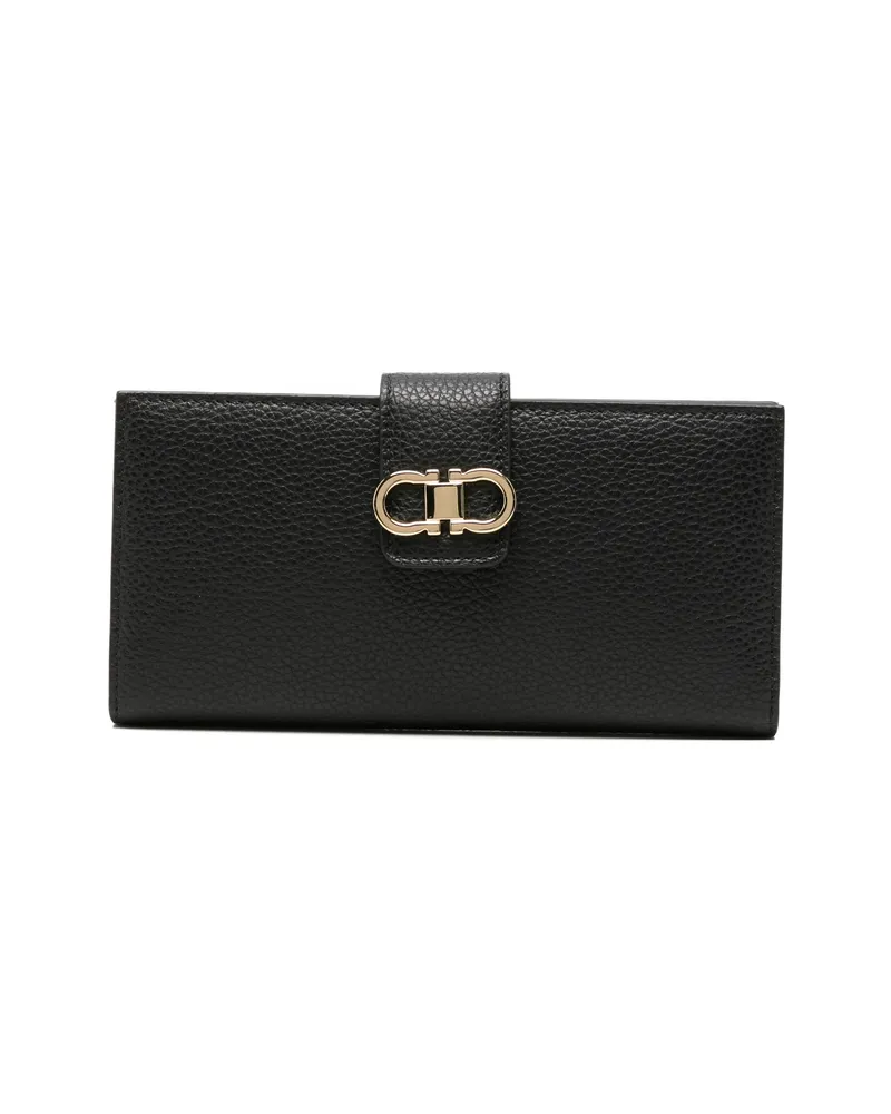 Ferragamo Gancini Pebbled Wallet Black
