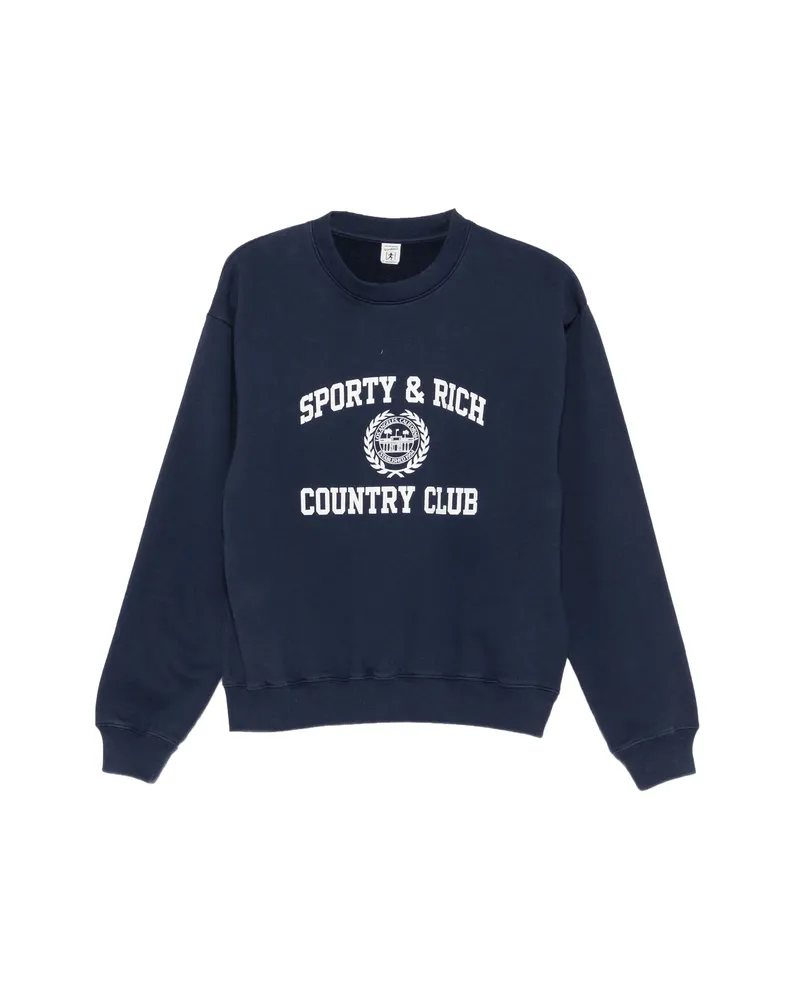 SPORTY & RICH Country Club Logo-print Sweater Blue