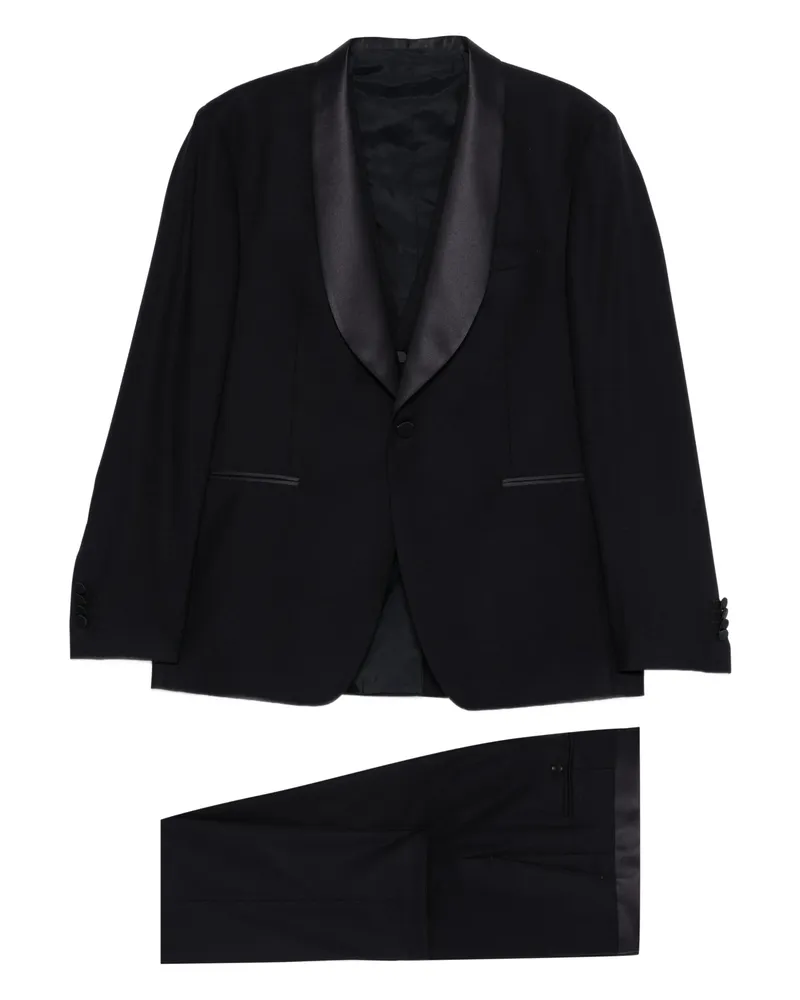 Tagliatore Shawl Collar Suit Black